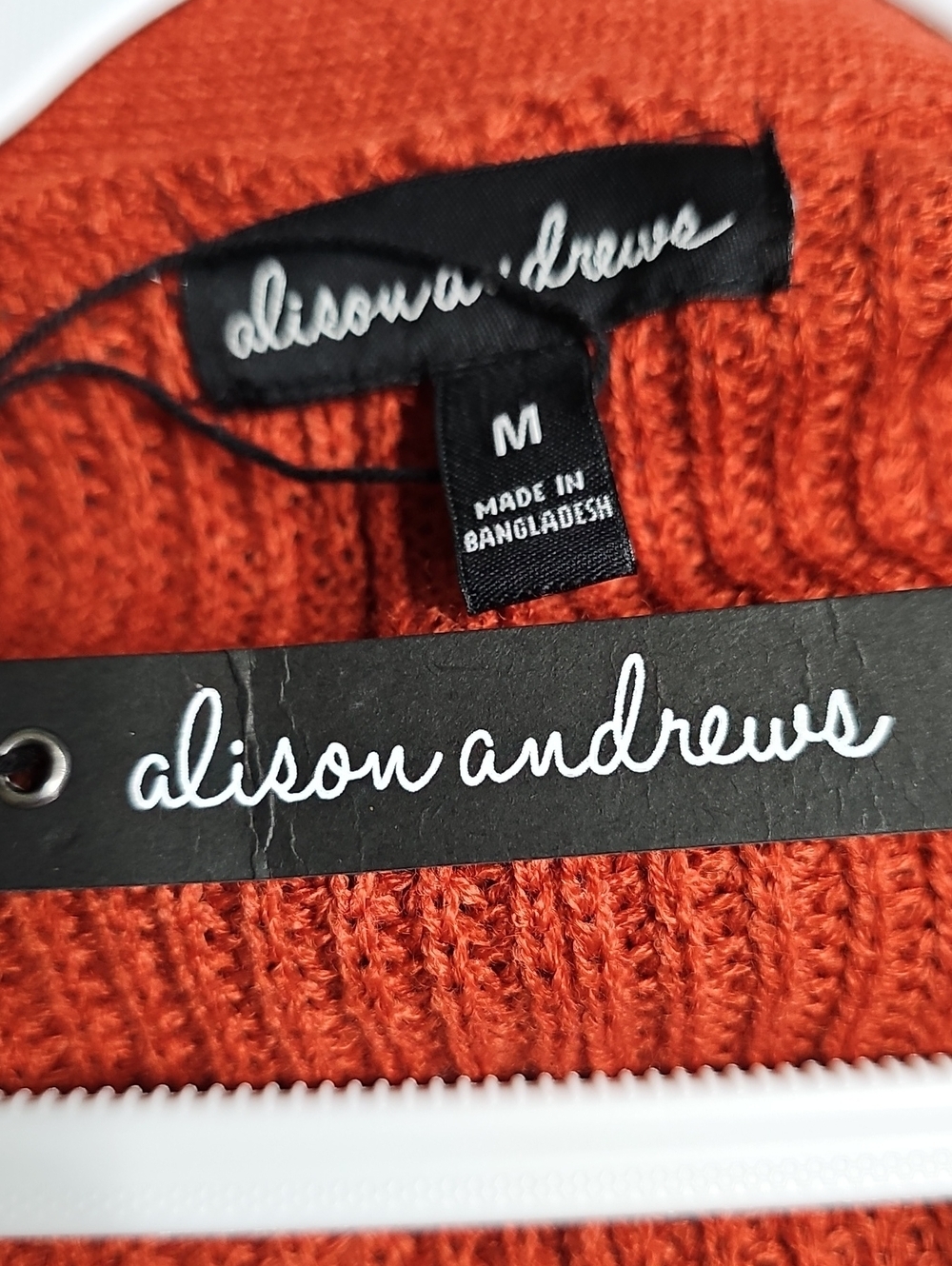 Alison Andrews Open-Front Chunky Cardigan Sweater - Rust - Picture 6 of 6